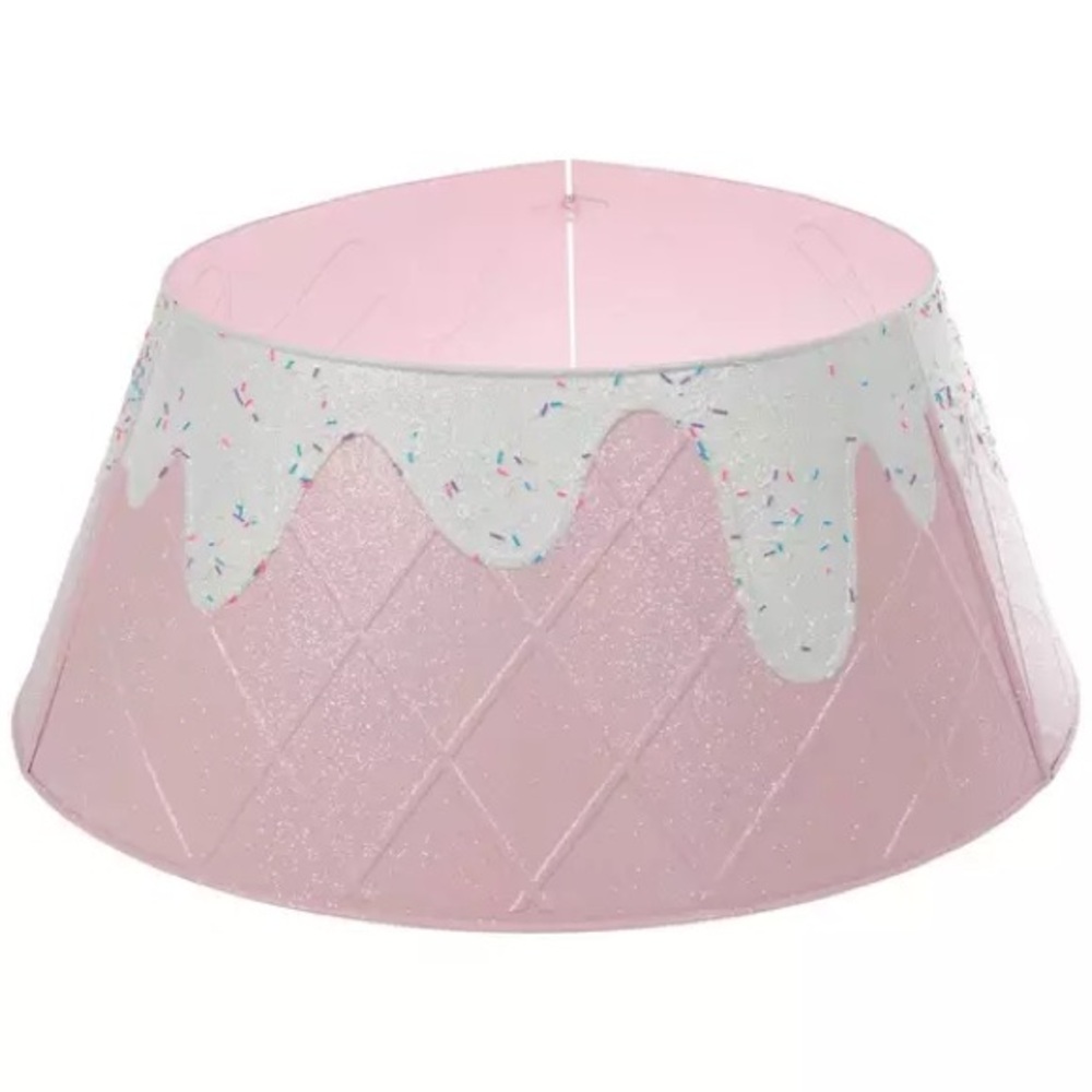 Pink Sweet Treats Gingerbread Glitter Ice Cream Cone Metal Tree Collar Brand New